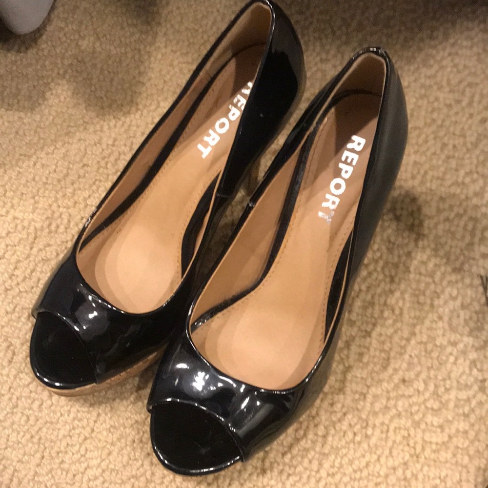 Black peep toe heels